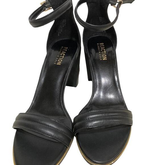 Kenneth Cole Reaction 8.5 Lolita Heels Black Embroidered Floral Block Heel - Picture 2 of 7